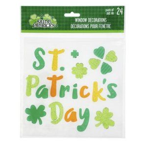 NEW Saint Patrick's Day Lucky Clovers Shamrocks Window Gel Clings Stickers 24 ct